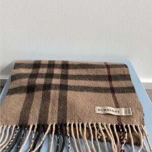 Burberry Beige and Black Plaid Scarf